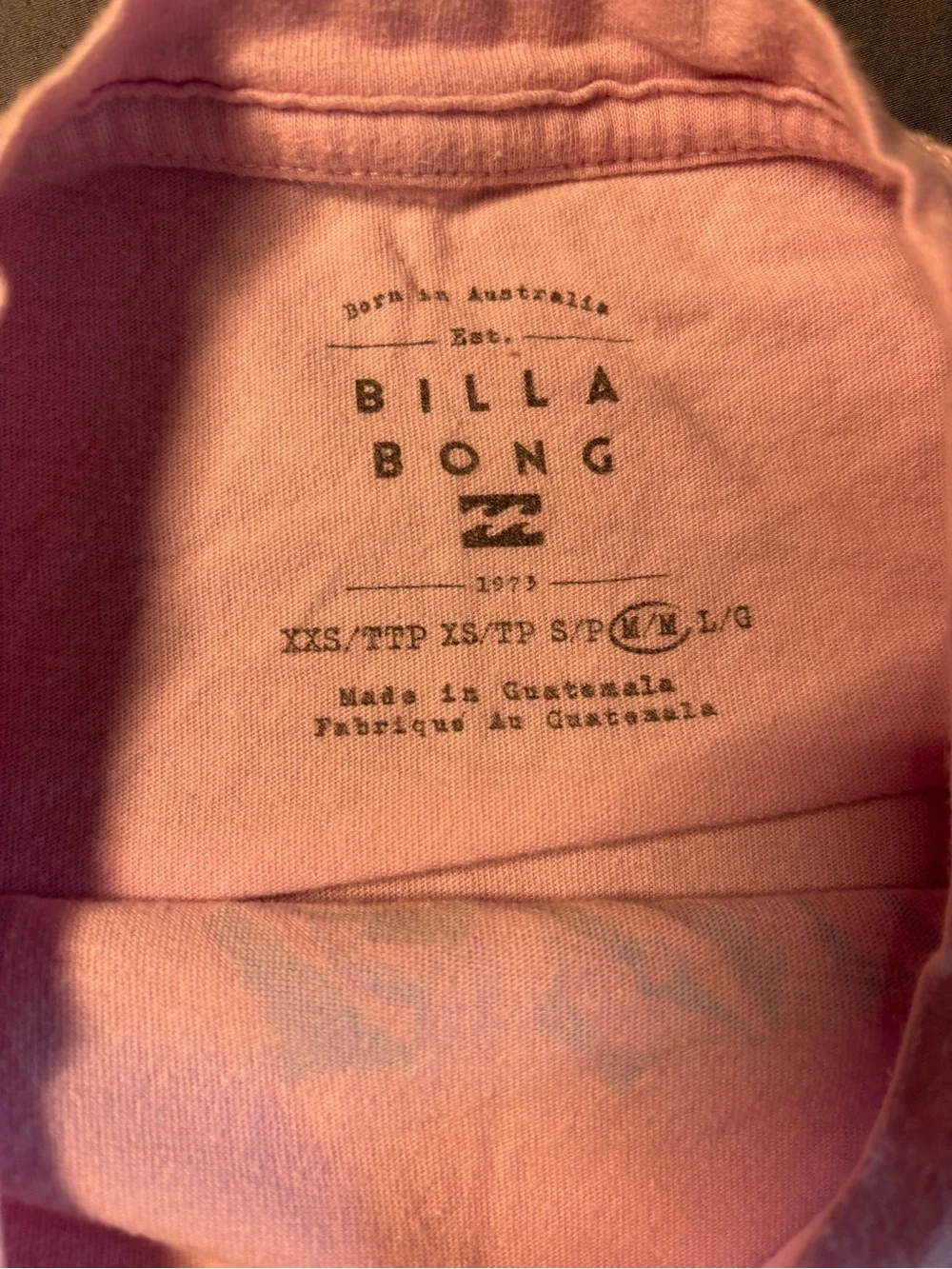 Billabong Girls Pink Shirt Sz M